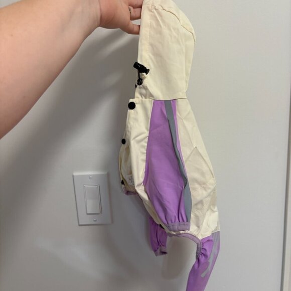 Dog Rain Jacket Cream Purple Covers Legs and Hood Size M - Picture 4 of 9